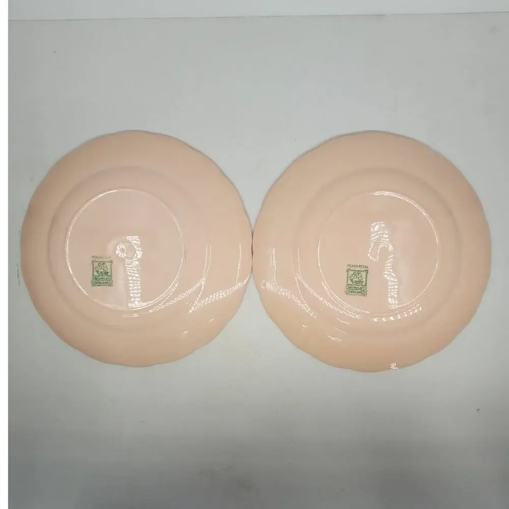 Grindley Peach Petal Pink Dinner Plates 2 Vintage Wavy Rim‎ English China 5-5